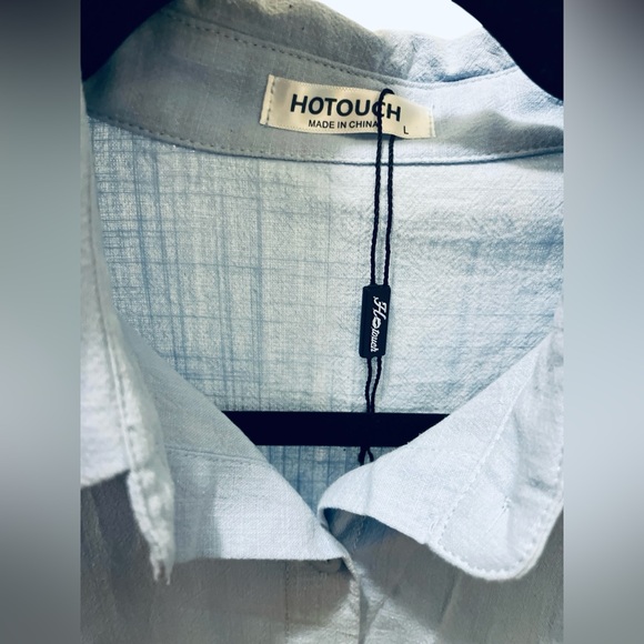 NWOT Hotouch Light Blue XXL Shirt Top Blouse Women’s Button Up 100% Cotton - Picture 4 of 10